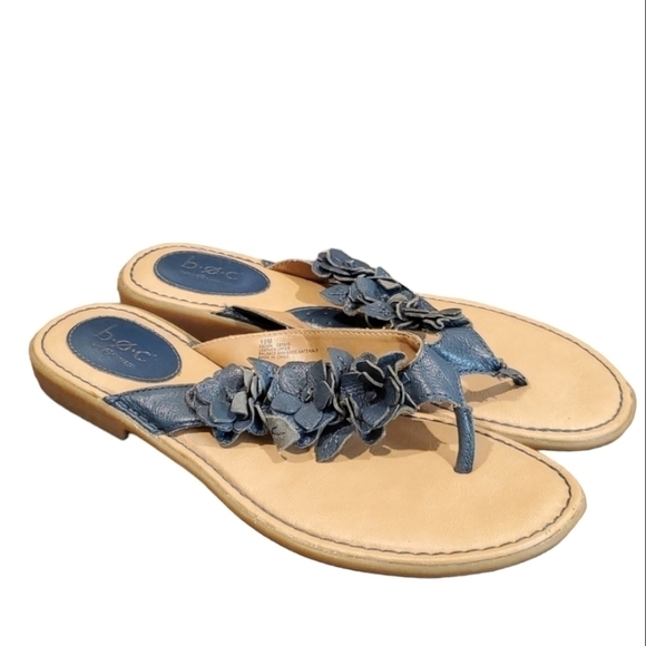 Born B.O.C Womens Comfort Leather Bows Flower Strap Flats Sandals sz 10M - Picture 1 of 9